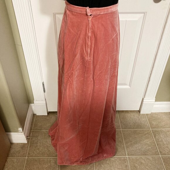 Vintage dusty rose pink long velvet maxi ankle a-line skirt ~ Boho XXS XS SMALL - Picture 9 of 9